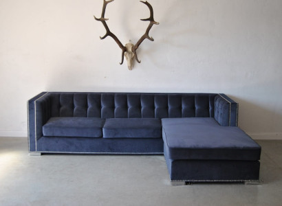 Ecksofa Stoff Design Couch Polster Sitz Sofa Garnitur Modern Eck Chesterfield