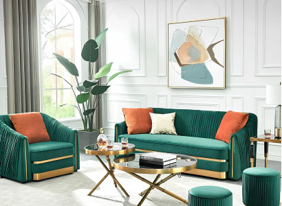 Designer Couch Polster Sitz Garnitur Sofa Garnituren Samt  Italien Design 3+1+1