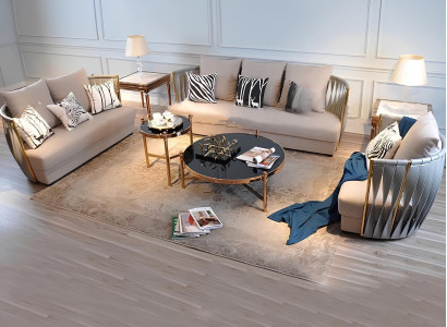 Chesterfield Edelstahl Stoff Couch Polster Sitz Garnitur Sofa Wohnzimmer 3+2+2