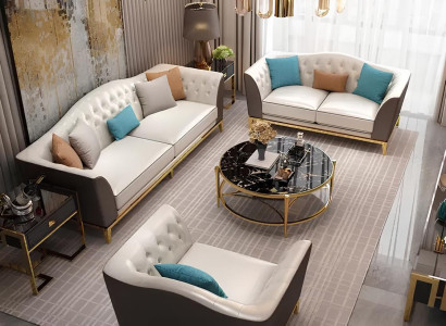 Chesterfield Edelstahl Leder Couch Polster Sitz 3+2+2 Garnitur Sofa Wohnzimmer