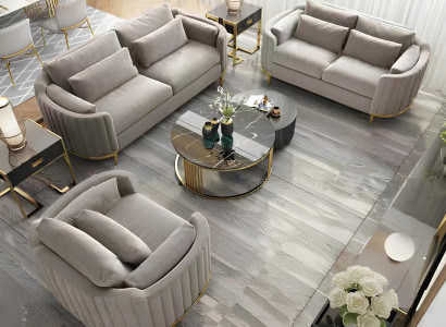 Luxus Edelstahl Samt Couch Polster Sitz 3+2+1 Set Garnitur Sofa Neu Wohnzimmer