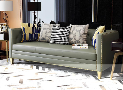 Chesterfield Edelstahl Couch Polster Sitz Garnitur Sofa 3+1 Leder Wohnzimmer Neu