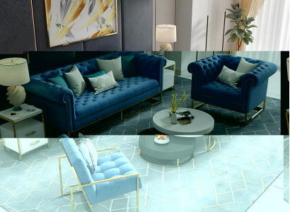 Chesterfield Edelstahl Couch Polster Sitz Garnitur Sofa 3+1+1 Leder Wohnzimmer