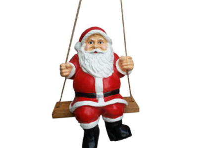 Weihnachtsmann Figur Schaukel Deko Statuen Dekoration Winter Statue Neu 50 cm