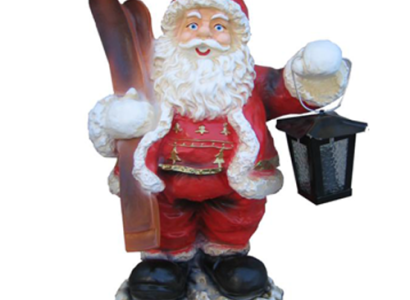 Weihnachtsmann Figur Statue Aussenleuchte Dekoration Nikolaus Skulptur 41cm Neu