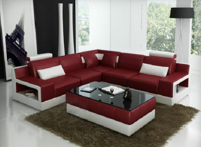 LEDERSOFA + USB ECKSOFA DESIGN BETTFUNKTION GARNITUR WOHNLANDSCHAFT POLSTER NEU