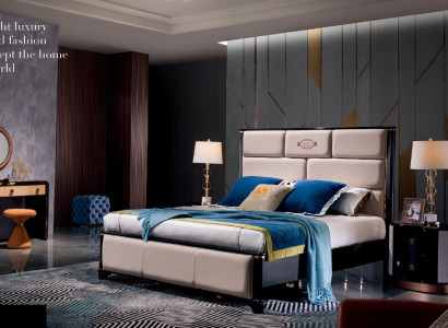 Designer Schlafzimmer Möbel 5tlg Komplett Set Bett Nachttisch Schminktisch Leder