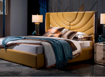 Luxus Bett Schlafzimmer Leder Polster Doppel Betten Metall Design 180x200cm Neu