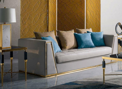 Leder 3-Sitzer Sofa in Schwarz mit modernem Design