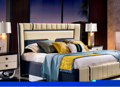 Luxus Schlafzimmer Doppelbett Bett 180x200 Leder Italienische Möbel Hotel Betten