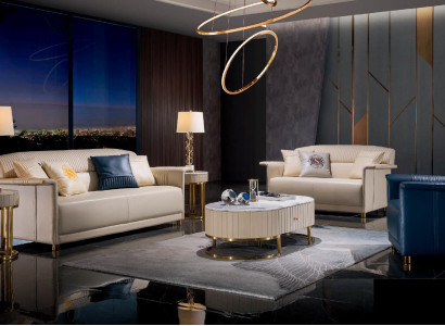 Wohnzimmer Set 6tlg. Set Couch Polster Garnitur 2x Beistelltisch Couchtisch Sofa