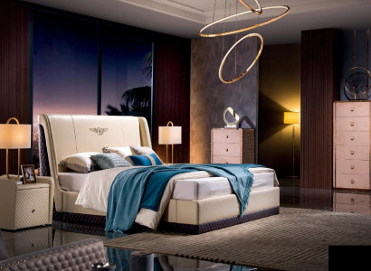 Design Schlafzimmer Lederbett 3tlg. Set 2x Nachttisch Betten Luxus Möbel Konsole