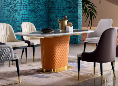 esstisch garnitur designer esszimmer möbel tisch leder stuhl 6x stühle gruppe