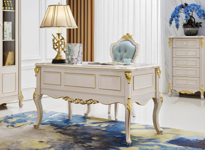 Schreibtisch Tisch Barock Tische Chef Büro Einrichtung Arbeitszimmer Echtholz