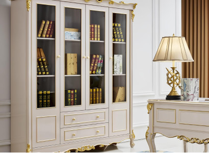 Schrank Bücher Schränke Regal Barock Rokoko Wohnzimmer Büro Esszimmer Regale Neu