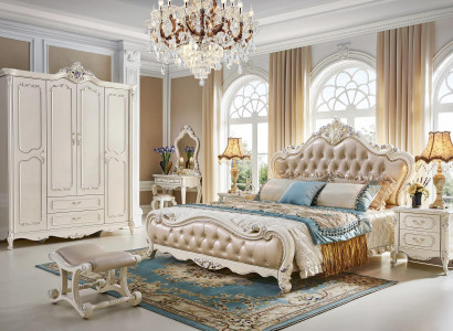 Barock Rokoko Schlafzimmer Komplett Set Bett Nachttisch Kleiderschrank 6 tlg.