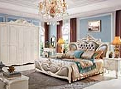Chesterfield Echtholz Bett Nachttisch 3tlg.Schlafzimmer Set Luxus Komplett Möbel