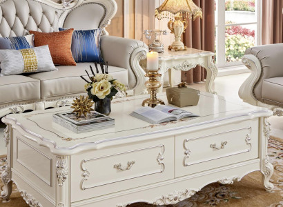 Barock Rokoko Couchtisch Klassischer Tisch Wohnzimmer Echtholz Couchtische