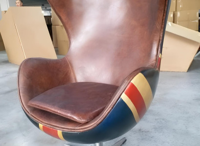 Stuhl  Loungesessel Vintage Drehstuhl Chef Sessel Lounge Club Leder Jack Union