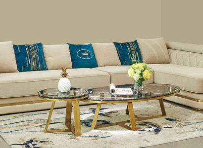 Ecksofa LForm 2x Couchtisch Ecke Leder Garnitur Tisch Wohnlandschaft L Form 3tlg