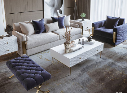 Designer Couch Polster Sitz Garnitur Sofa Garnituren Textil 3+1 Sitzer Hocker