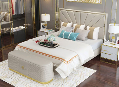 Bett Betten Polster Doppel Ehe Hotel Luxus Leder Moderne Designer Schlafzimmer