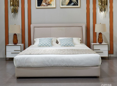 Bett 2x Nachttisch 3 tlg. Schlafzimmer Set Design Modern Luxus Betten Gruppe Neu