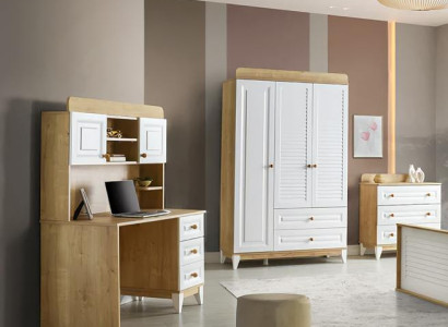 Kinderzimmer Set Kleiderschrank Kommode Schreibtisch funktionale Möbel