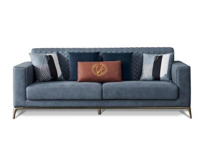 Klassische Polster Sofas Design Luxus Couch Sofa Textil Couchen Blau 3 Sitzer