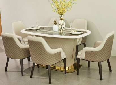 Komplett Set Esstisch 4x Stühle Esszimmer Set Ess Gruppe Leder Tisch Tische 5tlg