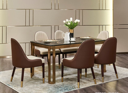 Luxus Tisch Edelstahl Marmor Imitat Stein Esstisch Esszimmer Tische Wohnzimmer