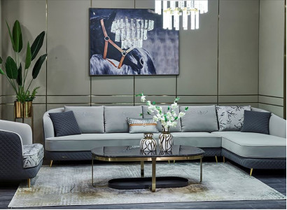 Wohnlandschaft Ecksofa L Form Sessel Set Garnitur Modern Sofa Leder Couch 2tlg.