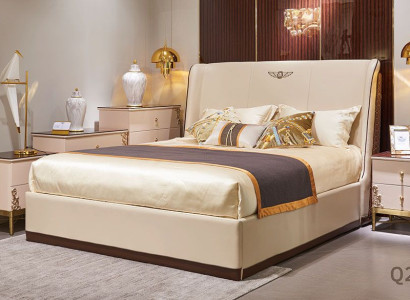 Designer Bett Schlafzimmer Doppelbett Betten Leder Hotel Luxus Polster 180x200cm