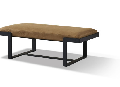 Hocker Polsterhocker Fuß Ablage Möbel Wohnen Sitzbänke Sitz Leder Braun Design