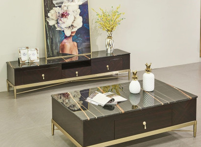Anrichte Low Board Side Schrank Wohn Zimmer Sideboard Couchtisch 2tlg. Set Neu