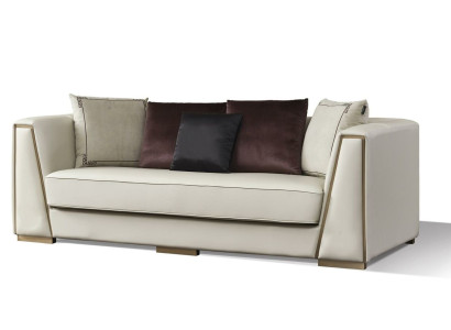 Leder-Sofa 3-Sitzer in modernem Design in Schwarz