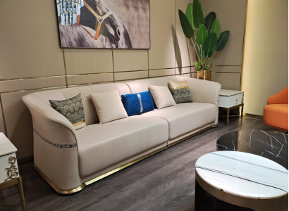 Dreisitzer 3er Set Design Sofas Polster Couchen Textilleder Ledersofa 285cm Neu