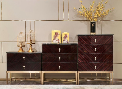 Kommode mit 4 Schubladen Sideboard Hochglanz Schrank Anrichte Kommoden Schwarz