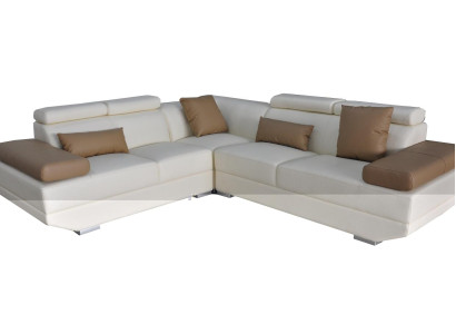 Ledersofa Couch Wohnlandschaft Eck Garnitur Design Modern Sofa L-Form mit USB