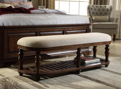 Klassische Sitzbank Design Ottomane Sitzhocker Zweisitzer Textil Fußhocker Neu