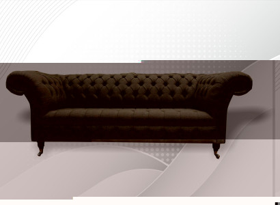 Wohnzimmer Möbel Stoff Textil Dreisitzer Sofa Couch Polster Taupe Chesterfield