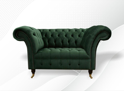 Chesterfield Lounge Club Sessel Couch Polster Couch 1 Sitzer Möbel Sofa Samt Neu