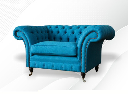 Chesterfield Sessel Fernseh Couch 1 Sitzer Sofa Textil Samt Ohrensessel Couchen