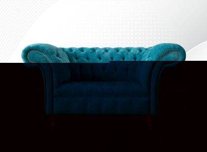 Chesterfield Sessel Fernseh Couch 1er Sofa Stoff Polster Textil Couchen Türkis