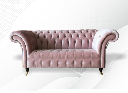 Chesterfield Rosa Stoff Wohnzimmer Design Couchen Polster Sofa Sofas Textil Neu
