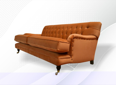 Chesterfield Orange Design Couchen Polster Sofas Couch Stoff Wohnzimmer Textil