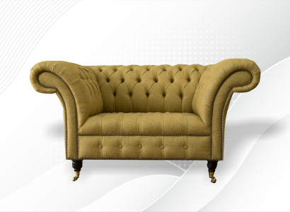 Chesterfield Sessel Senf Textil Stoff Luxus Kreative Möbel Neu Wohnzimmer Modern