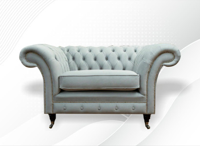 Chesterfield Sessel Grau Textil Neu Wohnzimmer Modern Stoff Sofas Couchen Möbel