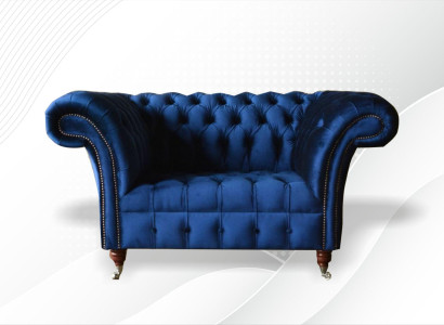 Chesterfield Sessel Textil Stoff Blau Kreative Möbel Neu Wohnzimmer Luxus Modern