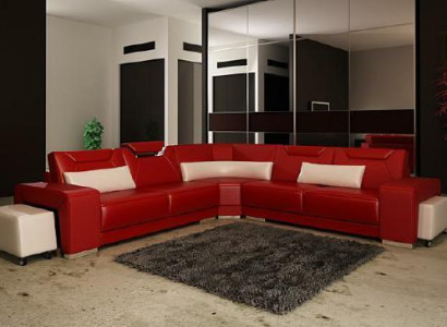 Wohnlandschaft Polster Ecke Eck Sofa + USB,Garnitur Landschaft Leder Sitz PH739